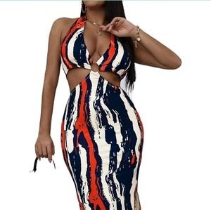 SHEIN Cutout Maxi Halter Dress